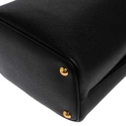 Pre Owned Prada Black Saffiano Leather Medium Panier Top Handle Bag