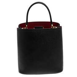 Pre Owned Prada Black Saffiano Leather Medium Panier Top Handle Bag