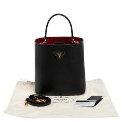 Pre Owned Prada Black Saffiano Leather Medium Panier Top Handle Bag