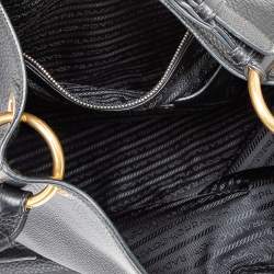 Pre Owned Prada Black Vitello Daino Leather Cervo Hobo