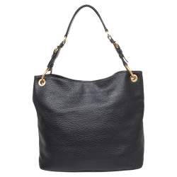 Pre Owned Prada Black Vitello Daino Leather Cervo Hobo