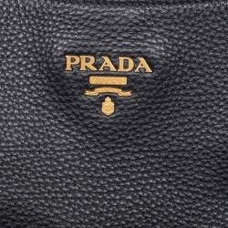 Pre Owned Prada Black Vitello Daino Leather Cervo Hobo
