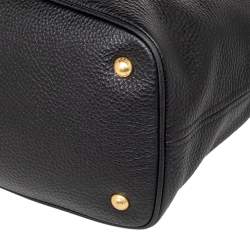 Pre Owned Prada Black Vitello Daino Leather Cervo Hobo