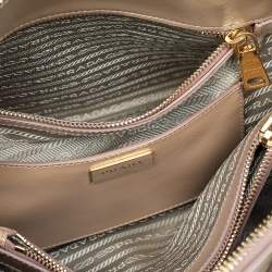 Pre Owned Prada Beige Saffiano Lux Patent Leather Large Promenade Satchel