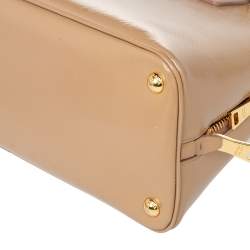 Pre Owned Prada Beige Saffiano Lux Patent Leather Large Promenade Satchel