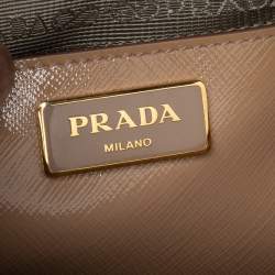 Pre Owned Prada Beige Saffiano Lux Patent Leather Large Promenade Satchel