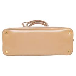 Pre Owned Prada Beige Saffiano Lux Patent Leather Large Promenade Satchel
