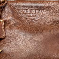 Pre Owned Prada Brown Leather Frame Satchel