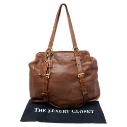 Pre Owned Prada Brown Leather Frame Satchel