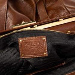Pre Owned Prada Brown Leather Frame Satchel