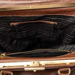 Pre Owned Prada Brown Leather Frame Satchel