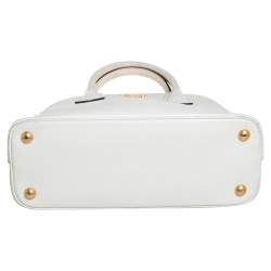 Pre Owned Prada White Leather Medium Cuir Dome Satchel