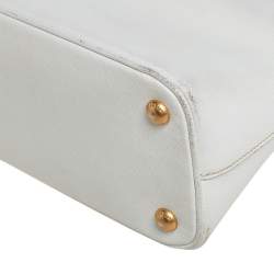 Pre Owned Prada White Leather Medium Cuir Dome Satchel