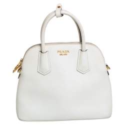 Prada White Leather Medium Cuir Dome Satchel Prada | TLC