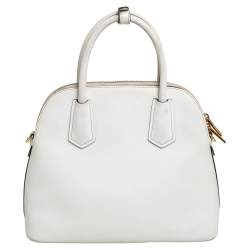 Pre Owned Prada White Leather Medium Cuir Dome Satchel