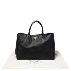 Pre Owned Prada Black Saffiano Lux Leather Large Gardener's Tote