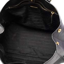 Pre Owned Prada Black Saffiano Lux Leather Large Gardener's Tote