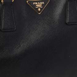 Pre Owned Prada Black Saffiano Lux Leather Large Gardener's Tote