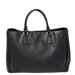 Pre Owned Prada Black Saffiano Lux Leather Large Gardener's Tote