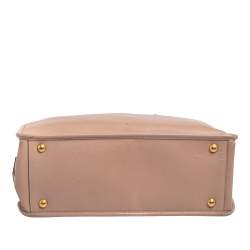 Pre Owned Prada Beige Saffiano Lux Leather Frame Double Zip Tote