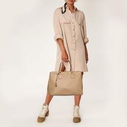Pre Owned Prada Beige Saffiano Lux Leather Large Galleria Tote