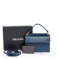 Pre Owned Prada Blue Saffiano Lux Leather Mini Crossbody Bag