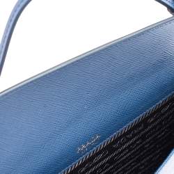 Pre Owned Prada Blue Saffiano Lux Leather Mini Crossbody Bag