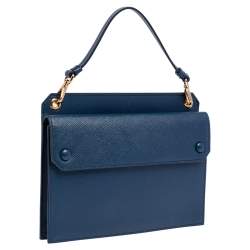 Pre Owned Prada Blue Saffiano Lux Leather Mini Crossbody Bag