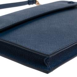 Pre Owned Prada Blue Saffiano Lux Leather Mini Crossbody Bag