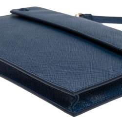 Pre Owned Prada Blue Saffiano Lux Leather Mini Crossbody Bag