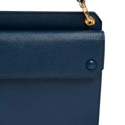 Pre Owned Prada Blue Saffiano Lux Leather Mini Crossbody Bag