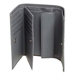 Pre Owned Prada Grey Saffiano Lux Leather Trifold Wallet