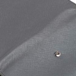 Pre Owned Prada Grey Saffiano Lux Leather Trifold Wallet