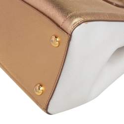 Pre Owned حقيبة يد توتس برادا غاليريا جلد سافيانو لوكس أبيض/ذهبي