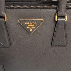 Pre Owned Prada Grey Saffiano Lux Leather Small Galleria Tote