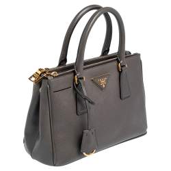 Pre Owned Prada Grey Saffiano Lux Leather Small Galleria Tote