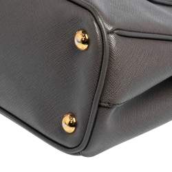 Pre Owned Prada Grey Saffiano Lux Leather Small Galleria Tote