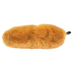 Pre Owned Prada Tan/Black Mink Fur and Leather Embellished Wristlet Clutch