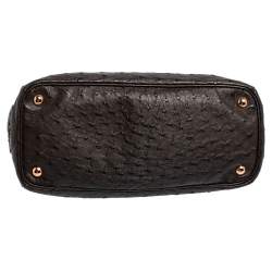 Pre Owned Prada Dark Brown Ostrich Small Galleria Tote