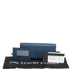 Pre Owned Prada Blue Saffiano Leather Flap Continental Wallet