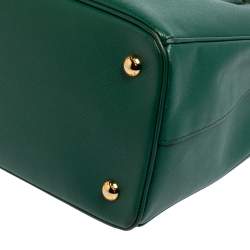 Pre Owned Prada Green Saffiano Lux Leather Medium Galleria Tote