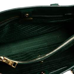 Pre Owned Prada Green Saffiano Lux Leather Medium Galleria Tote