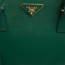Pre Owned Prada Green Saffiano Lux Leather Medium Galleria Tote
