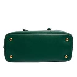 Pre Owned Prada Green Saffiano Lux Leather Medium Galleria Tote