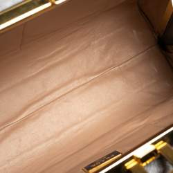 Pre Owned Prada Navy Blue Saffiano Vernice Leather Pyramid Frame Satchel