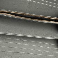 Pre Owned Prada Grey Saffiano Leather Zip Around Wallet