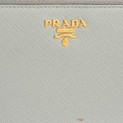 Pre Owned Prada Grey Saffiano Leather Zip Around Wallet