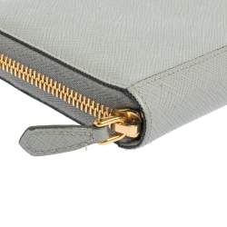 Pre Owned Prada Grey Saffiano Leather Zip Around Wallet