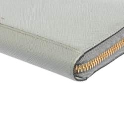Pre Owned Prada Grey Saffiano Leather Zip Around Wallet
