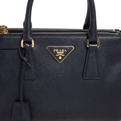 Pre Owned Prada Black Saffiano Lux Leather Mini Galleria Tote